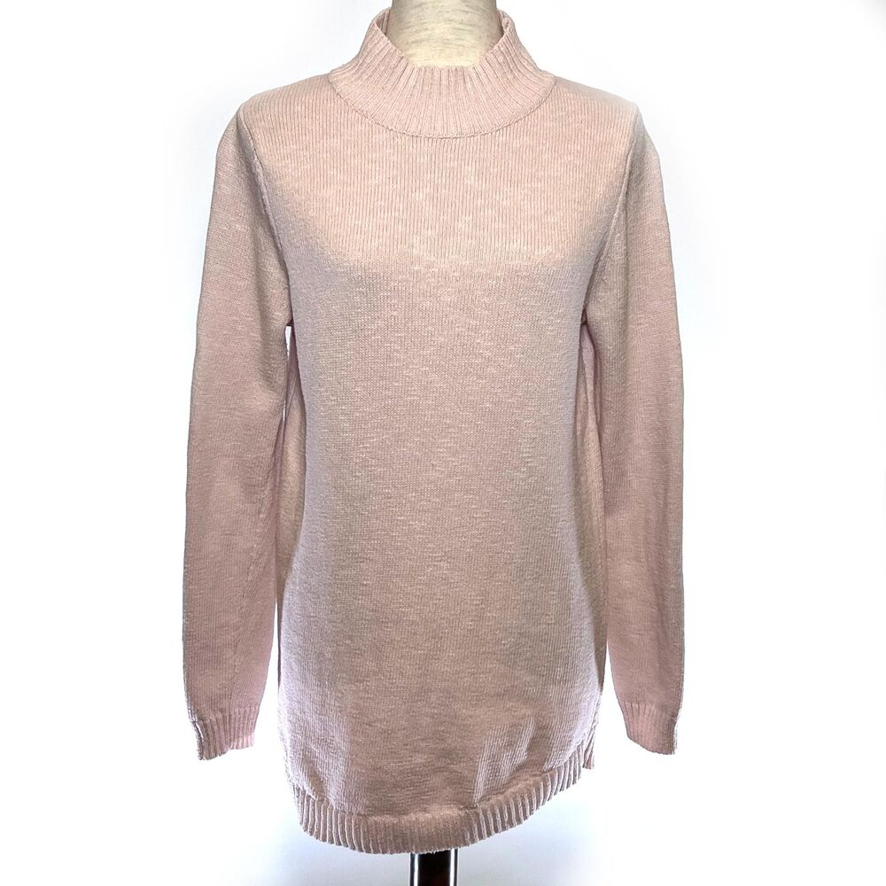 Ann Taylor Peach Mock Neck Tunic Sweater Medium